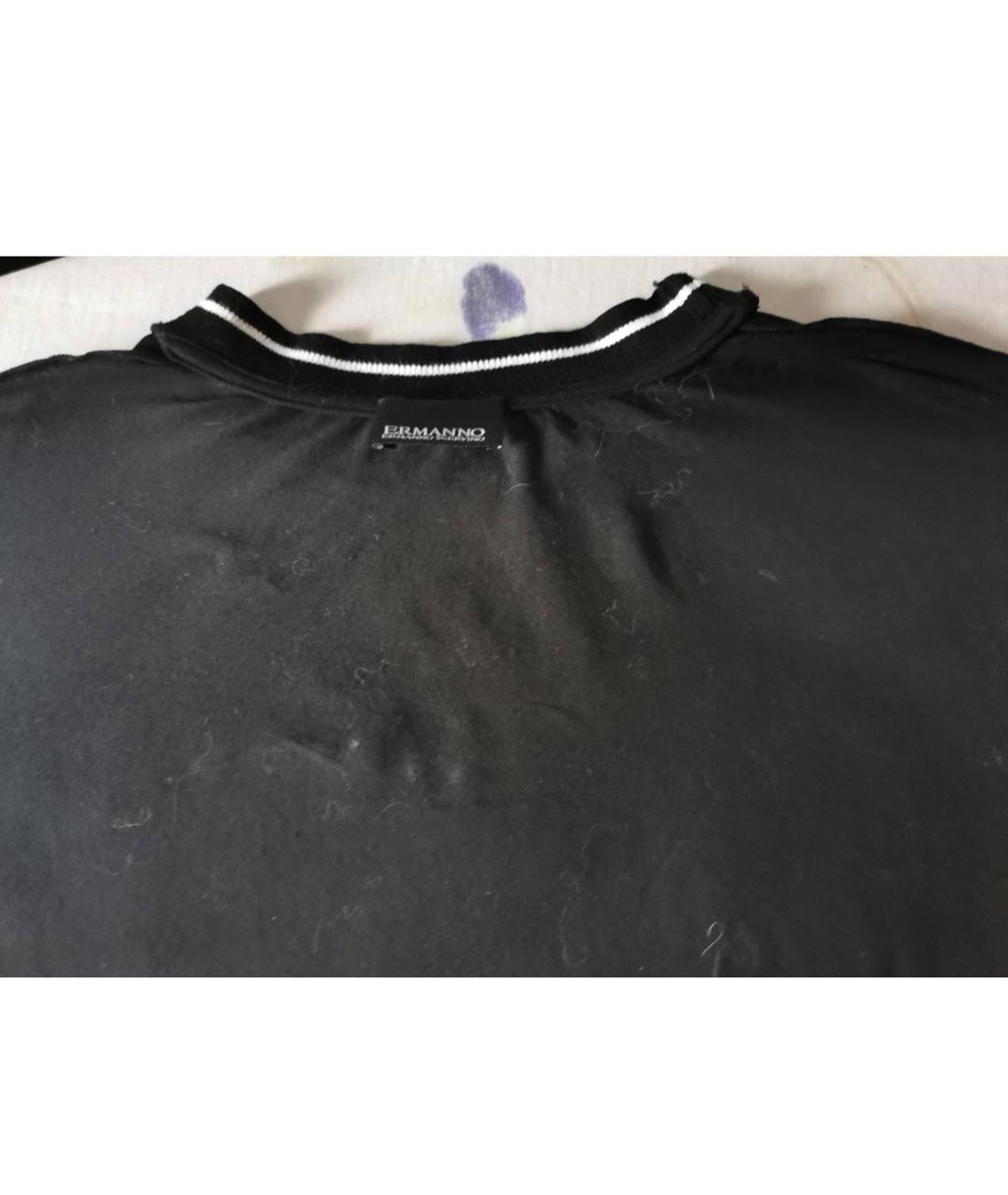 ERMANNO ERMANNO Черная хлопко-эластановая футболка, фото 3