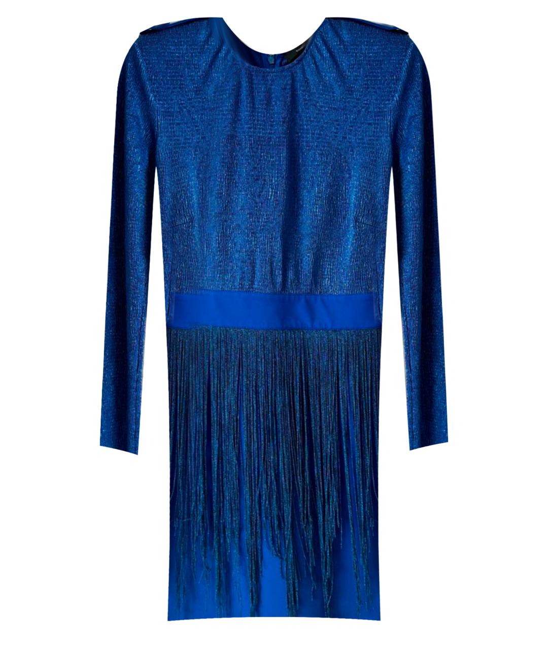 ELISABETTA FRANCHI Темно-синее синтетическое коктейльное платье, фото 1