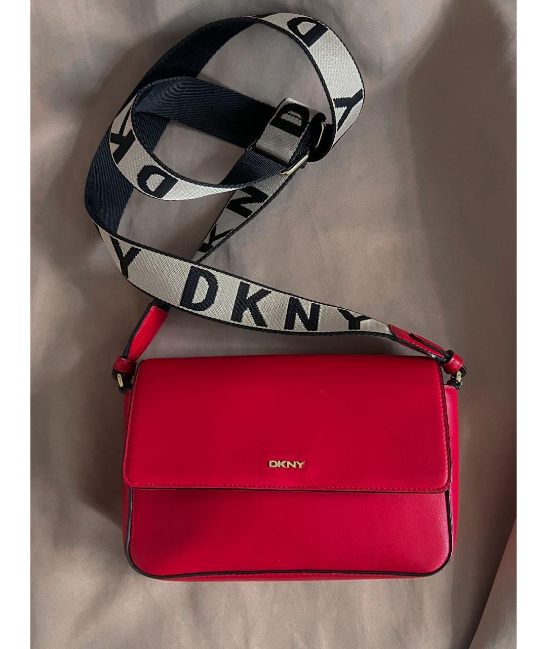 DKNY Красная кожаная сумка через плечо, фото 8