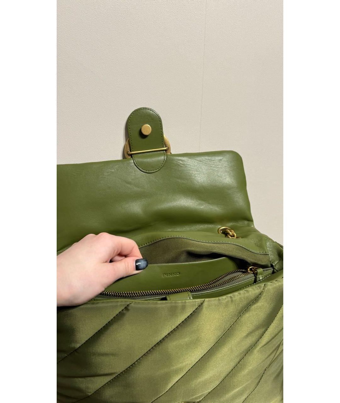 PINKO Зеленая тканевая сумка через плечо, фото 4
