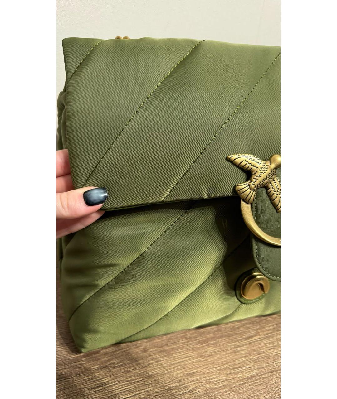 PINKO Зеленая тканевая сумка через плечо, фото 5