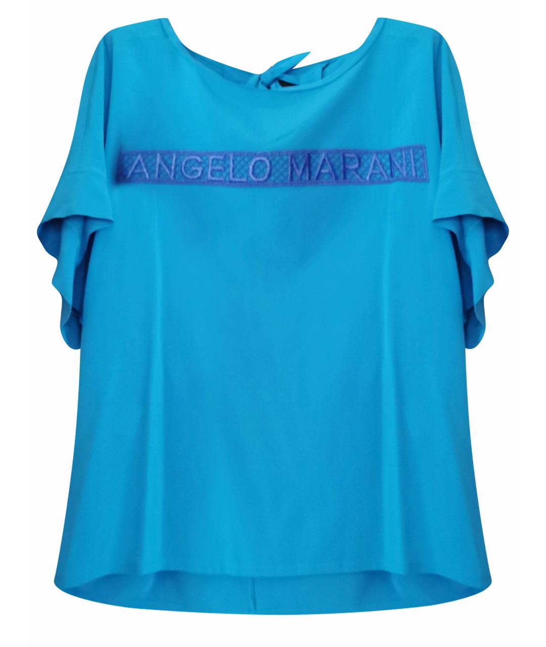ANGELO MARANI Бирюзовая шелковая блузы, фото 1