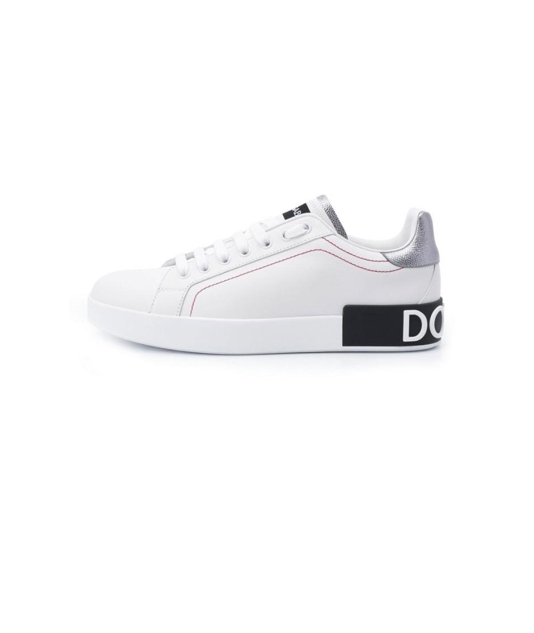 DOLCE&GABBANA Белые кожаные кеды, фото 5