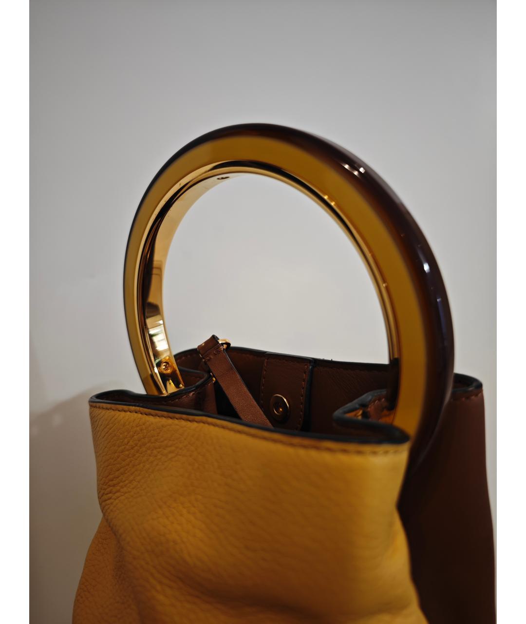 MARNI Желтая кожаная сумка с короткими ручками, фото 9