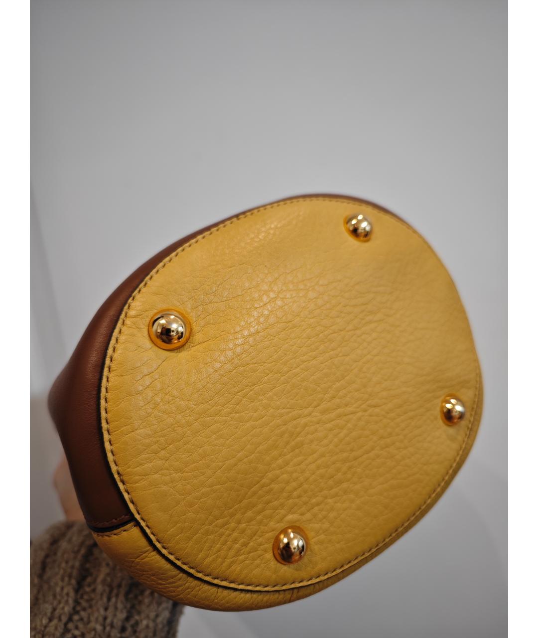 MARNI Желтая кожаная сумка с короткими ручками, фото 5