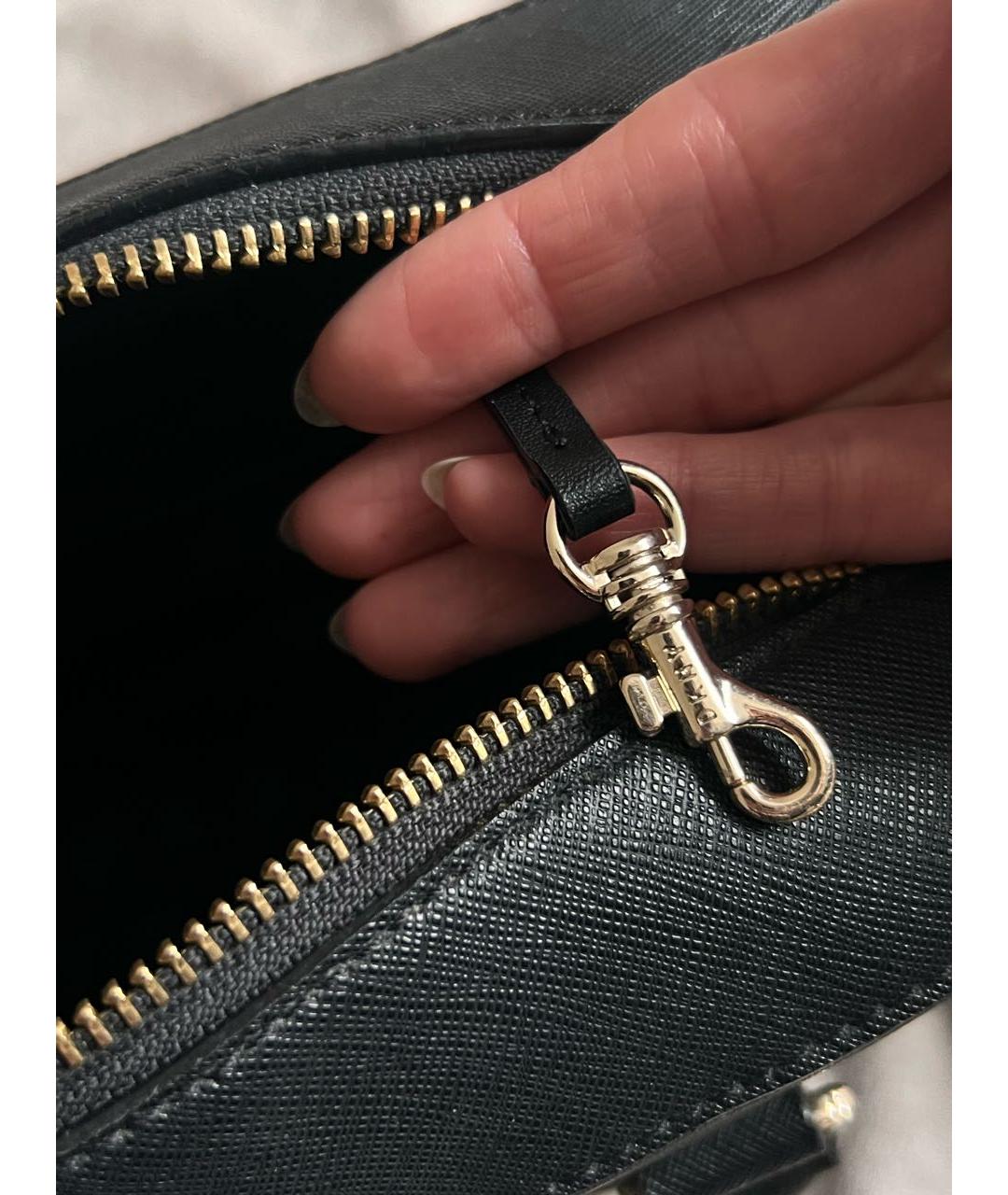 DKNY Черная кожаная сумка с короткими ручками, фото 6