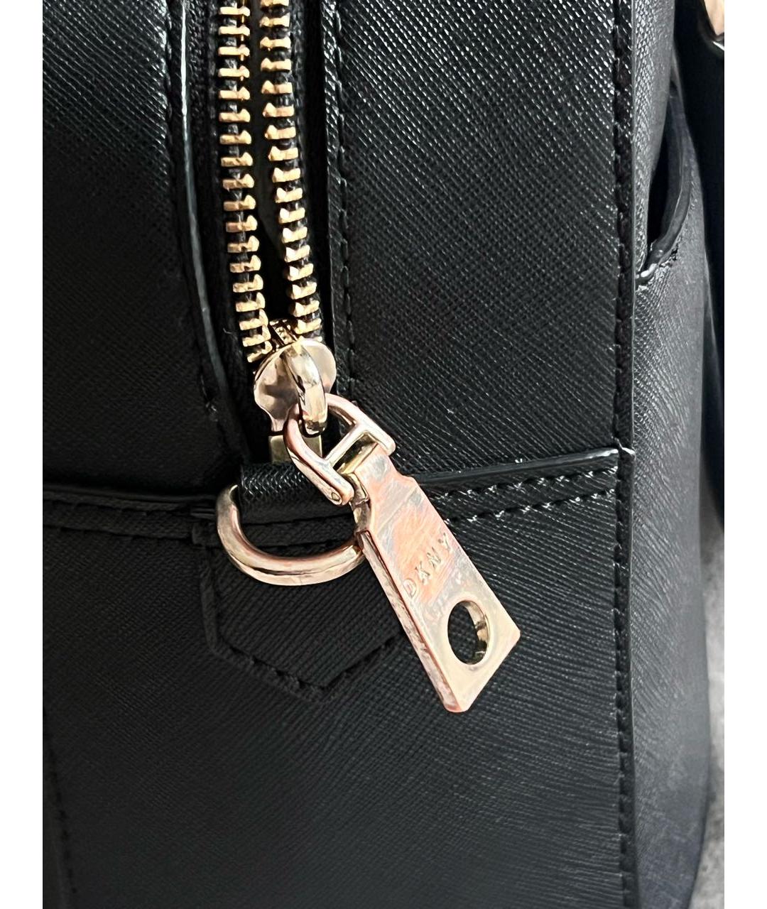 DKNY Черная кожаная сумка с короткими ручками, фото 7