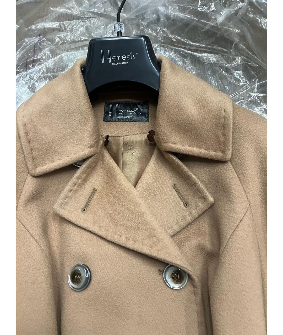 HERESIS Бежевое шерстяное пальто, фото 6