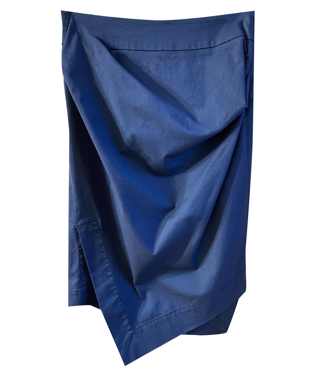 VIVIENNE WESTWOOD ANGLOMANIA Синяя хлопко-эластановая юбка миди, фото 1