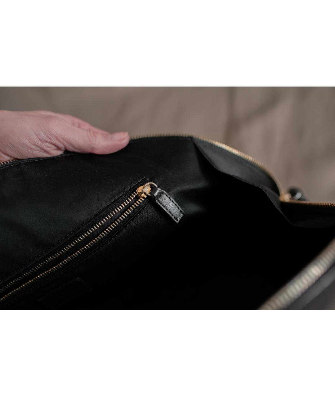 MOSCHINO Черная кожаная сумка с короткими ручками, фото 4