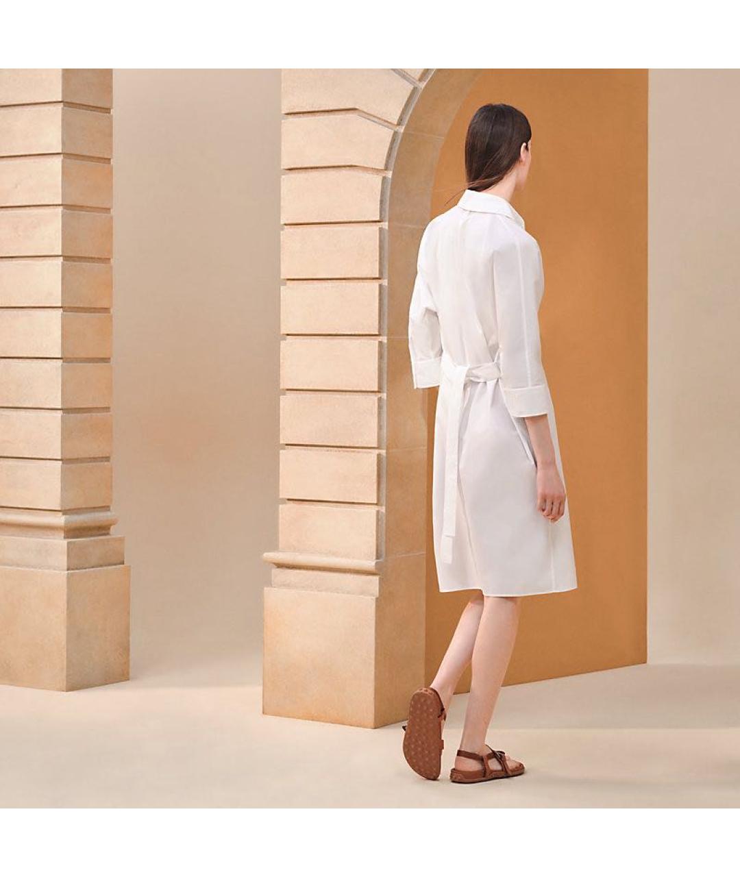 HERMES Белое хлопковое повседневное платье, фото 2