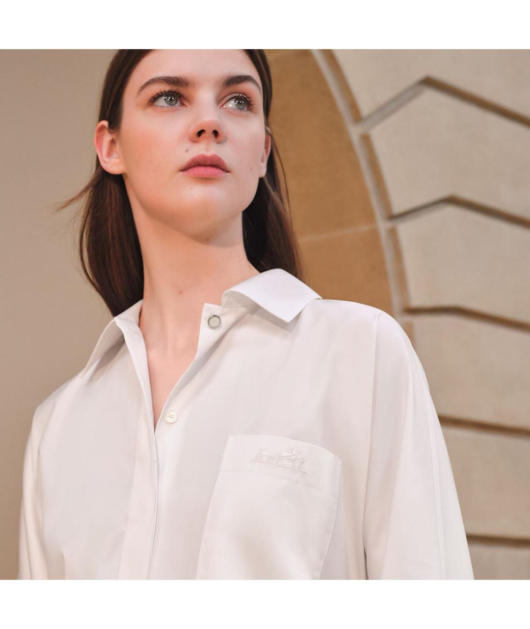 HERMES Белое хлопковое повседневное платье, фото 4