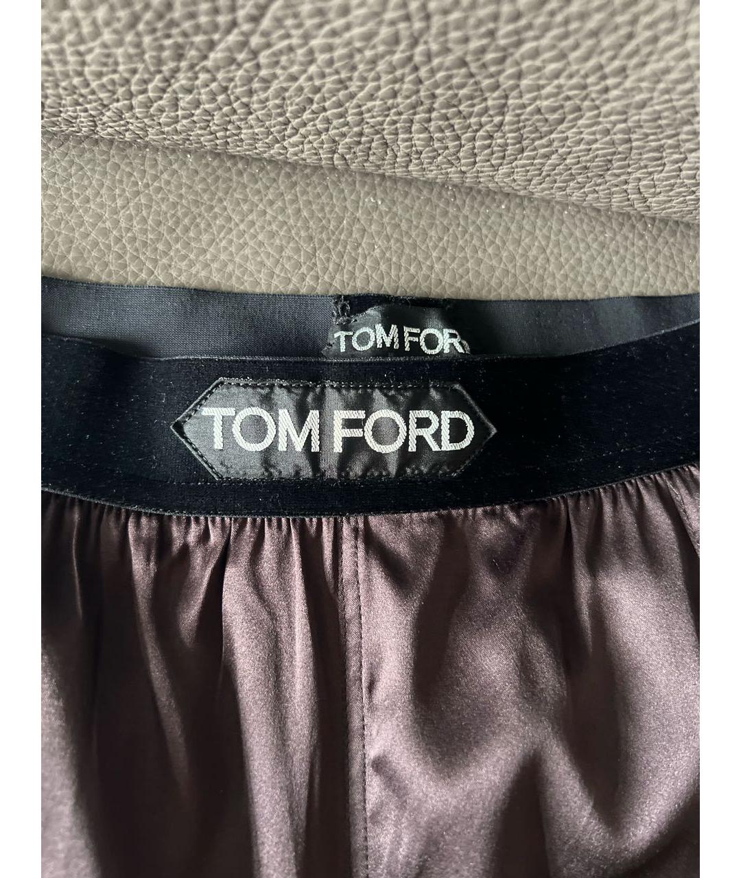 TOM FORD Бордовые шелковые прямые брюки, фото 4