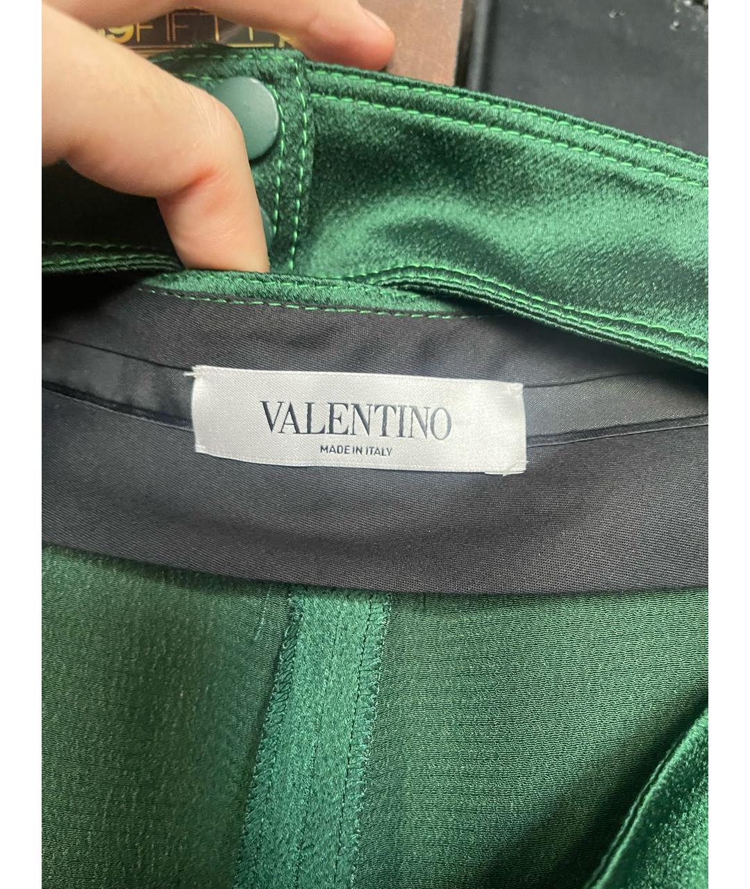VALENTINO Зеленые шелковые брюки широкие, фото 4