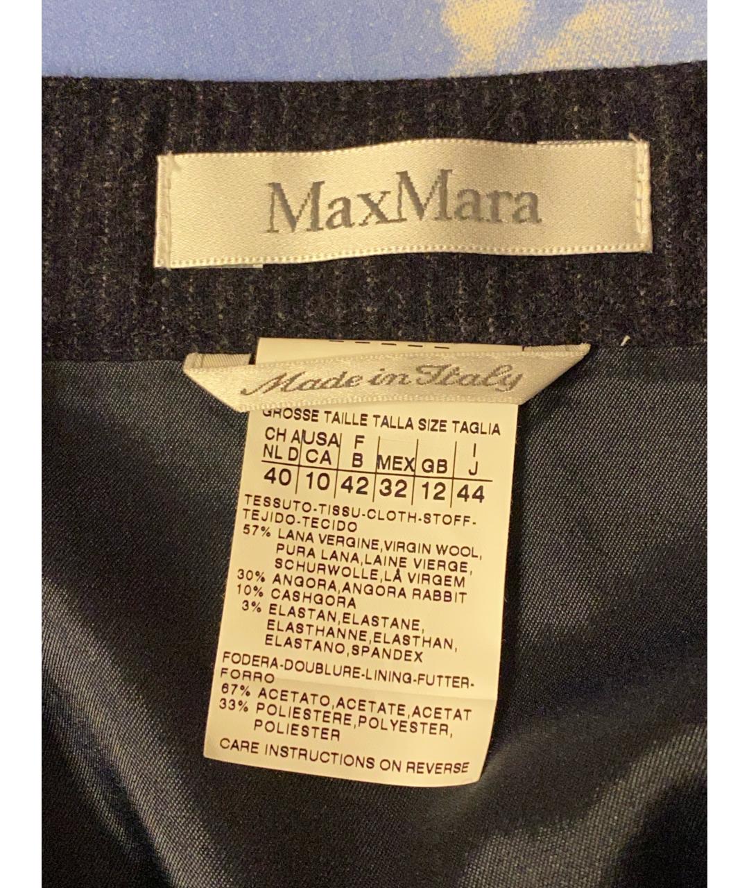 MAX MARA Антрацитовая шерстяная юбка миди, фото 8