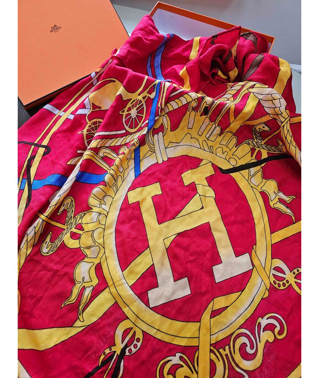 HERMES PRE-OWNED Красный кашемировый платок, фото 2