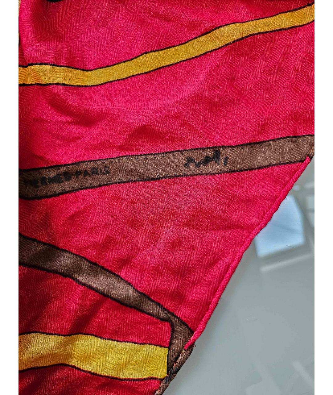 HERMES PRE-OWNED Красный кашемировый платок, фото 4