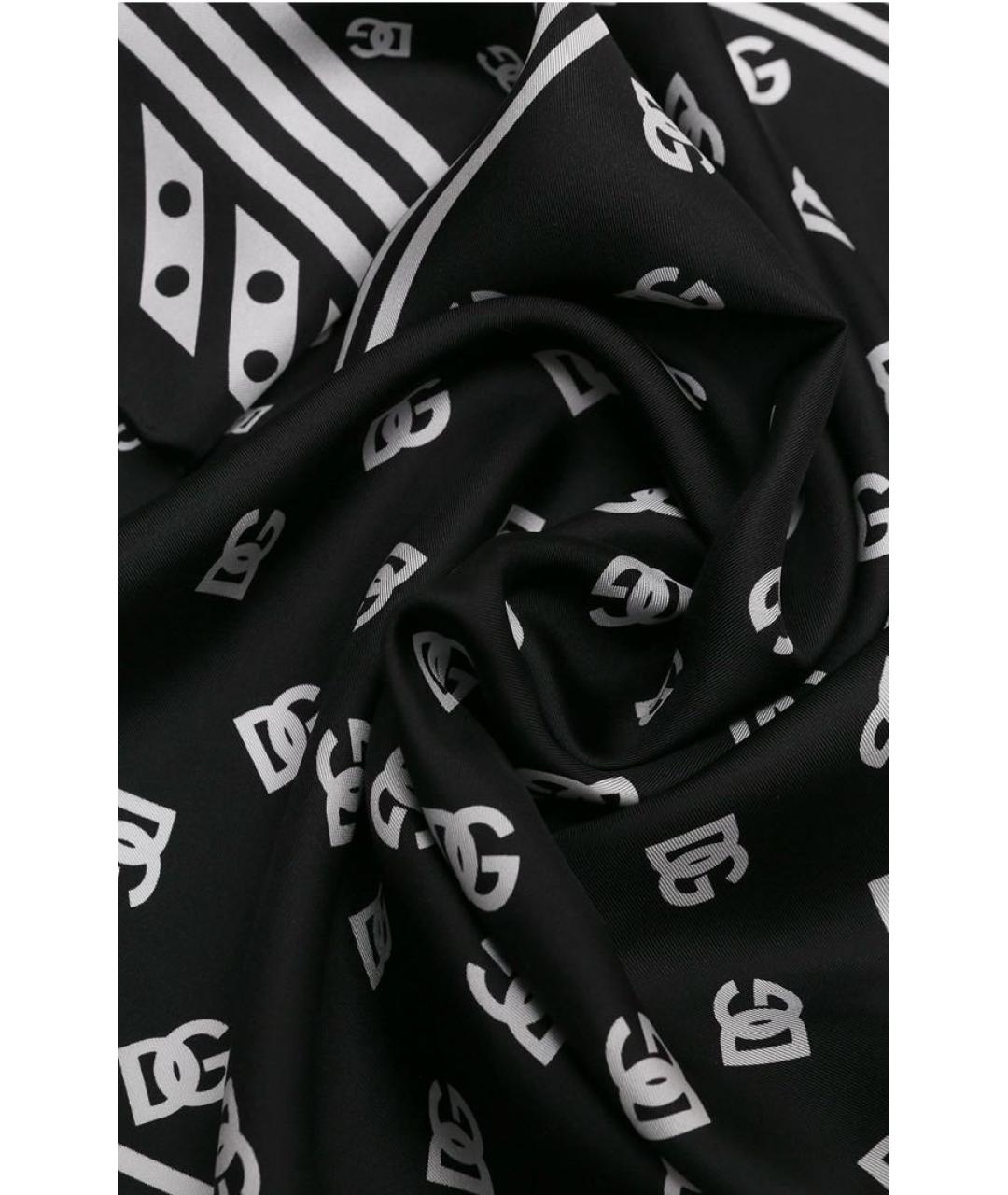 DOLCE&GABBANA Черный шелковый платок, фото 3