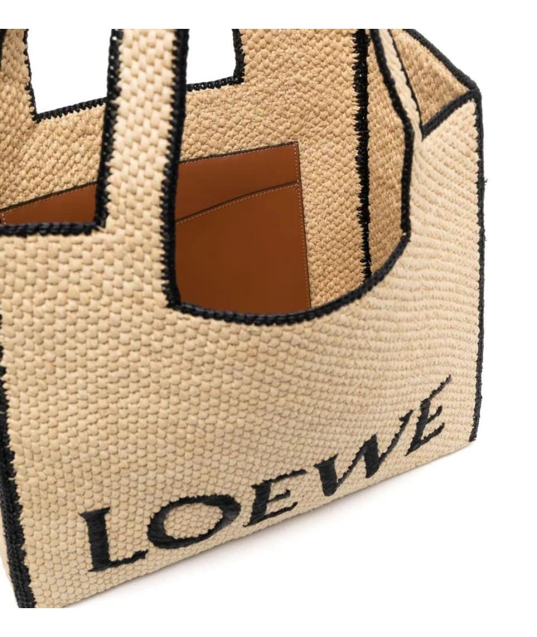 LOEWE Бежевая пелетеная сумка тоут, фото 4