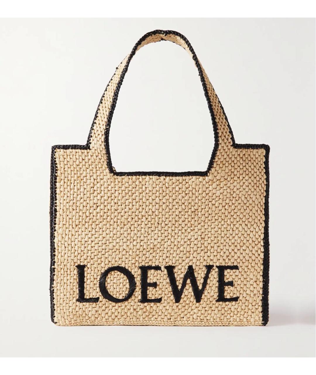 LOEWE Бежевая пелетеная сумка тоут, фото 7