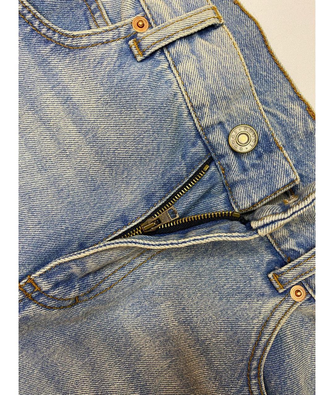 GUCCI Голубые хлопковые джинсы клеш, фото 5