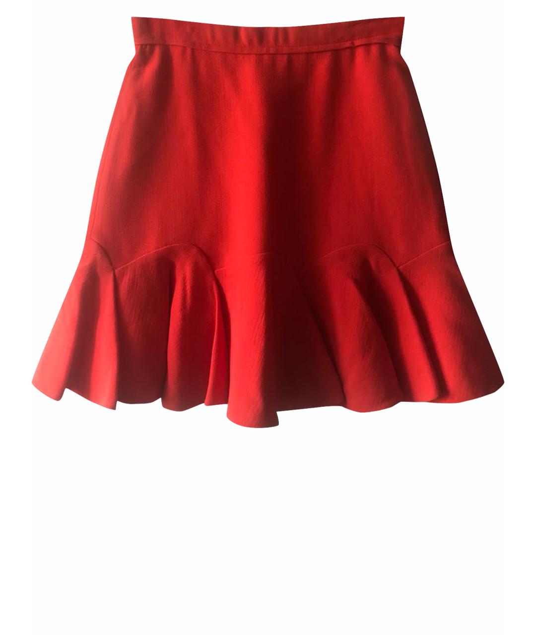 CARVEN Красная шерстяная юбка мини, фото 1