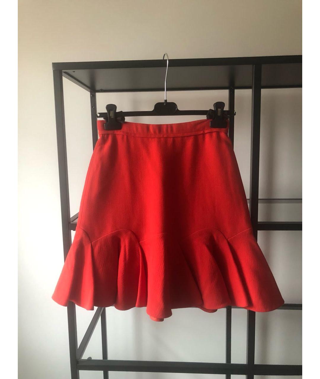 CARVEN Красная шерстяная юбка мини, фото 5