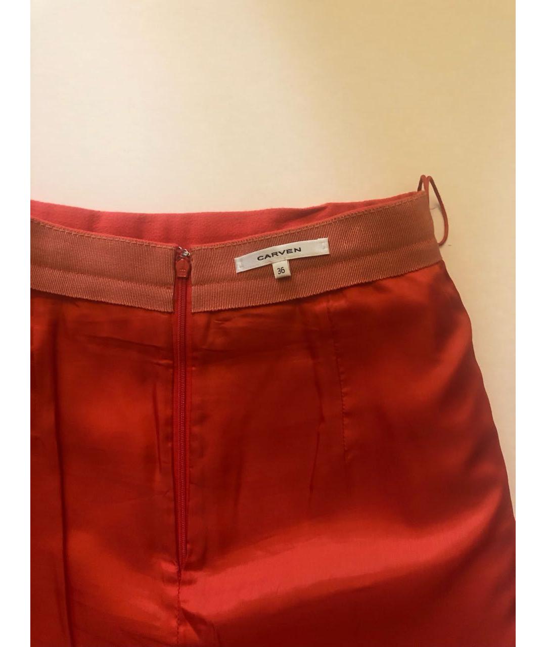 CARVEN Красная шерстяная юбка мини, фото 3