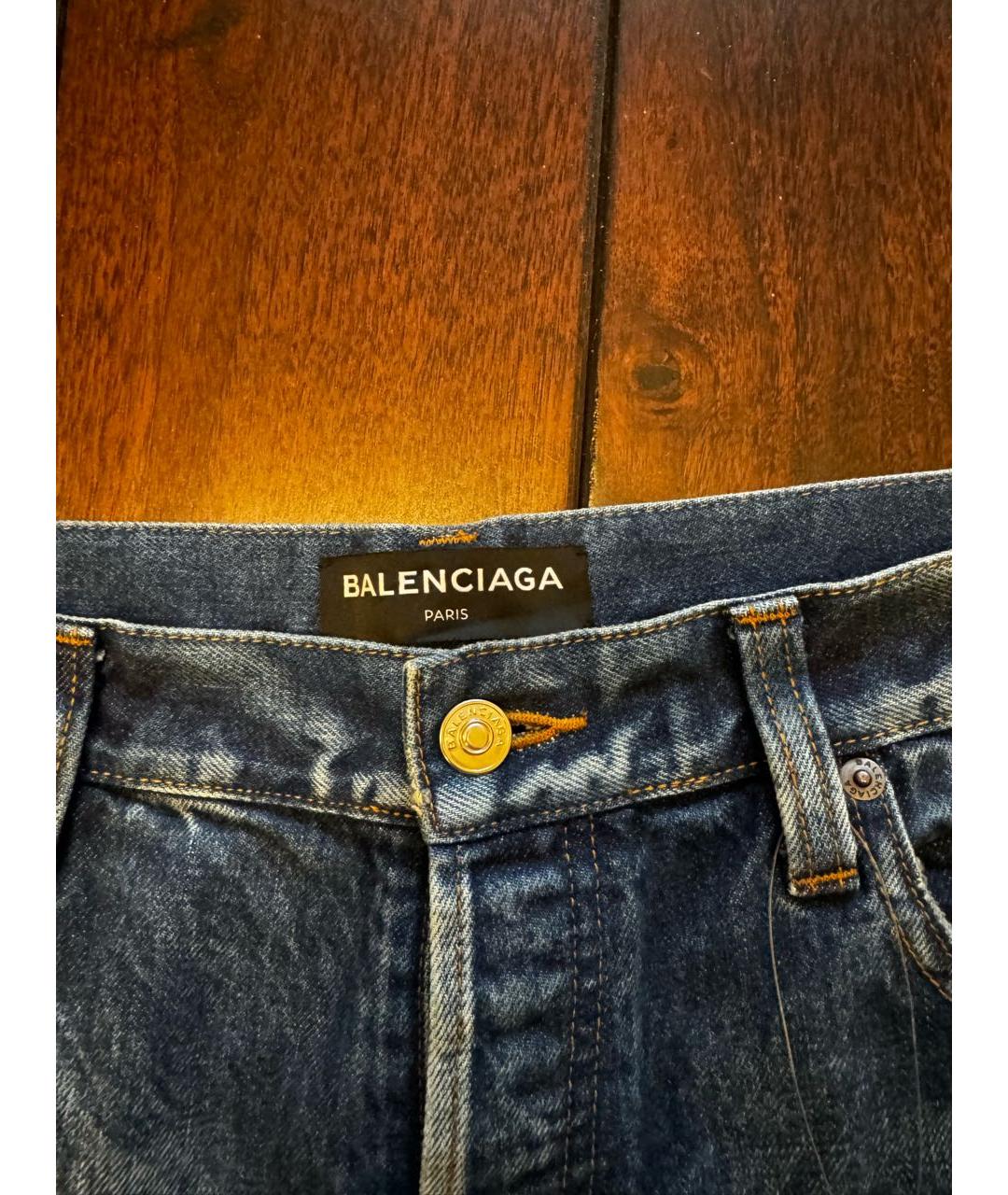 BALENCIAGA Синие хлопковые прямые джинсы, фото 2