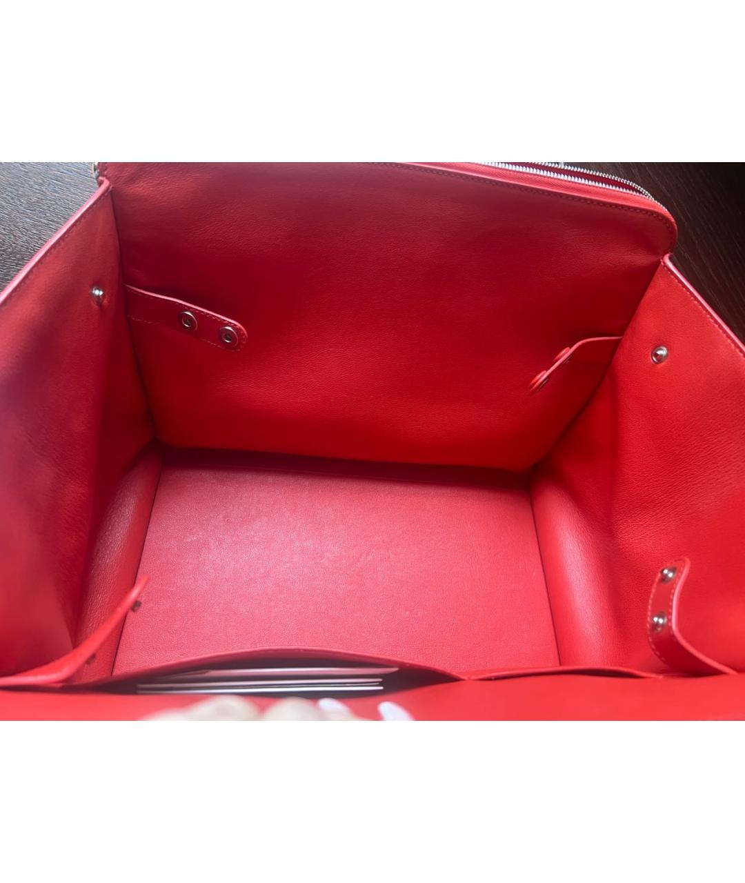 CELINE Красная кожаная сумка с короткими ручками, фото 4