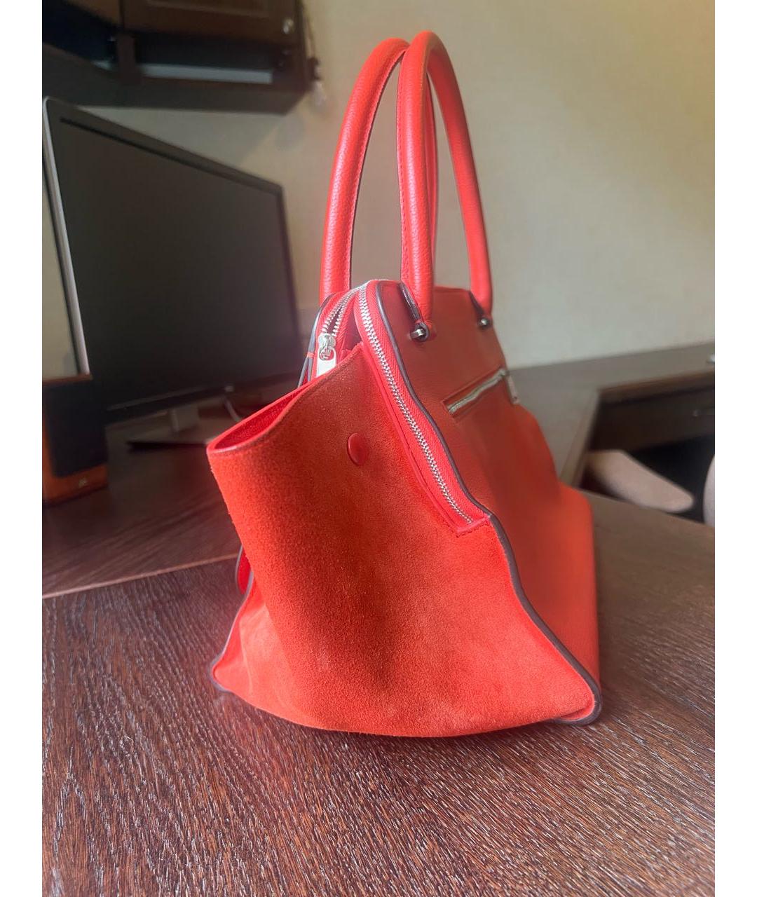 CELINE Красная кожаная сумка с короткими ручками, фото 3