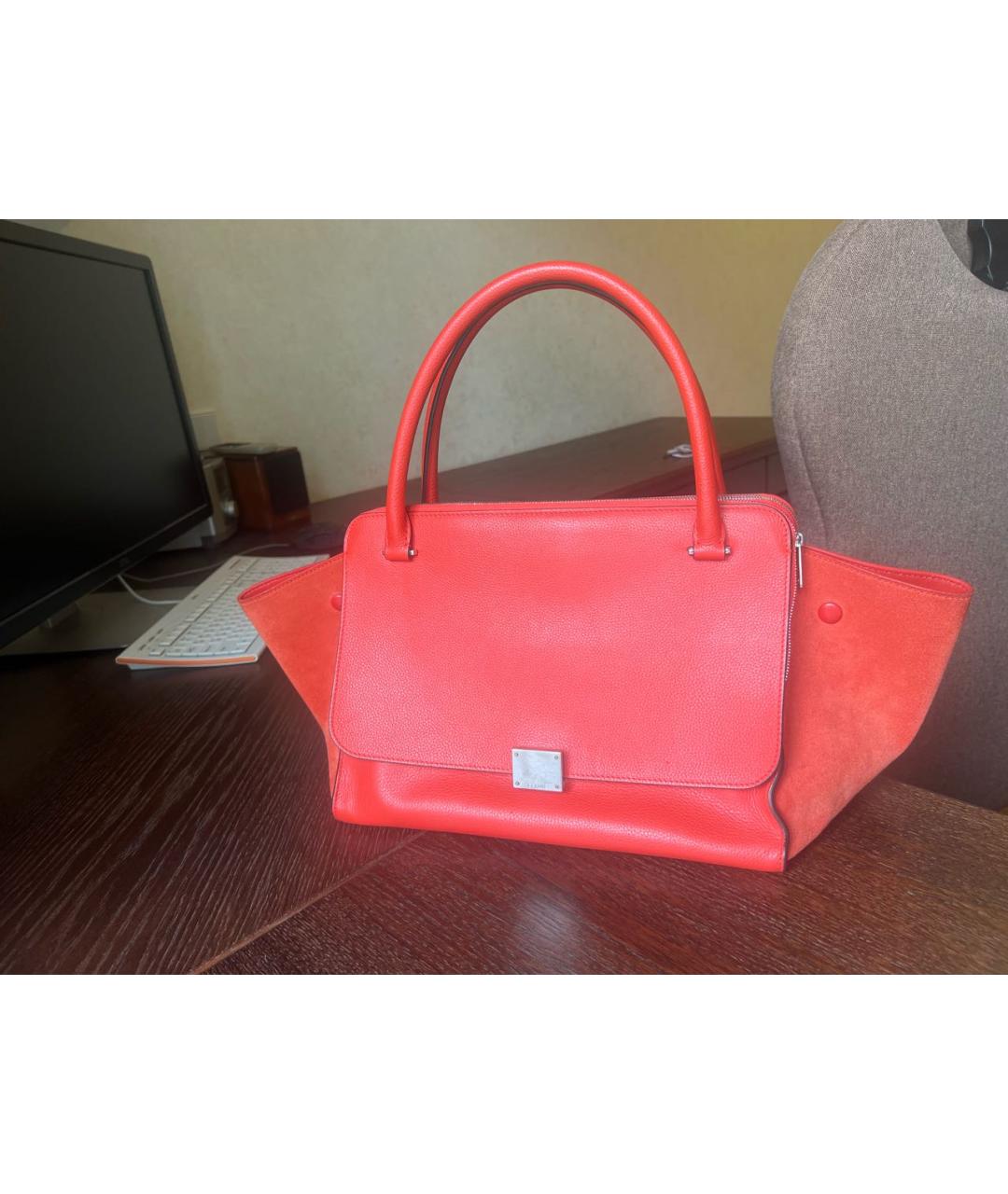 CELINE PRE-OWNED Красная кожаная сумка с короткими ручками, фото 2