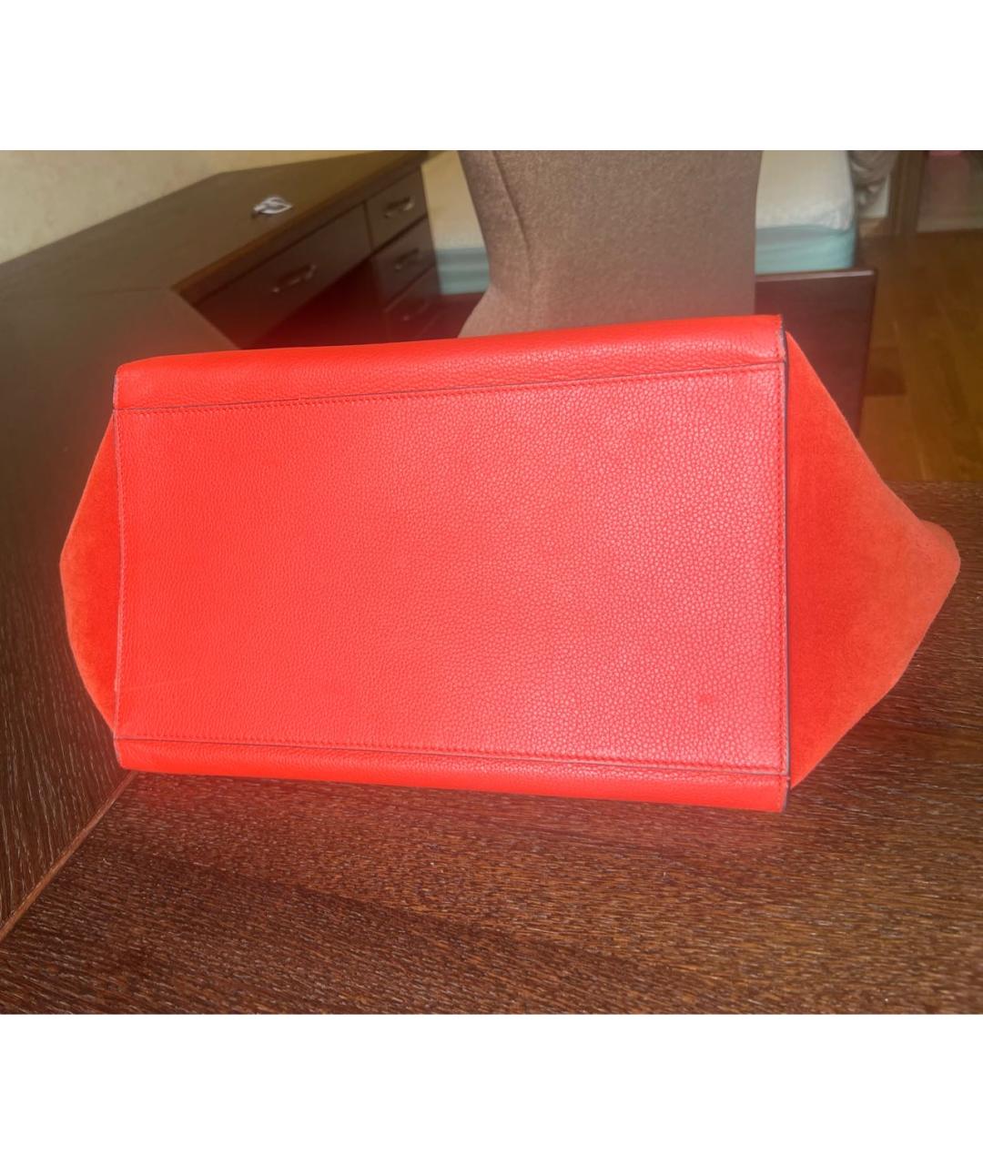 CELINE Красная кожаная сумка с короткими ручками, фото 5