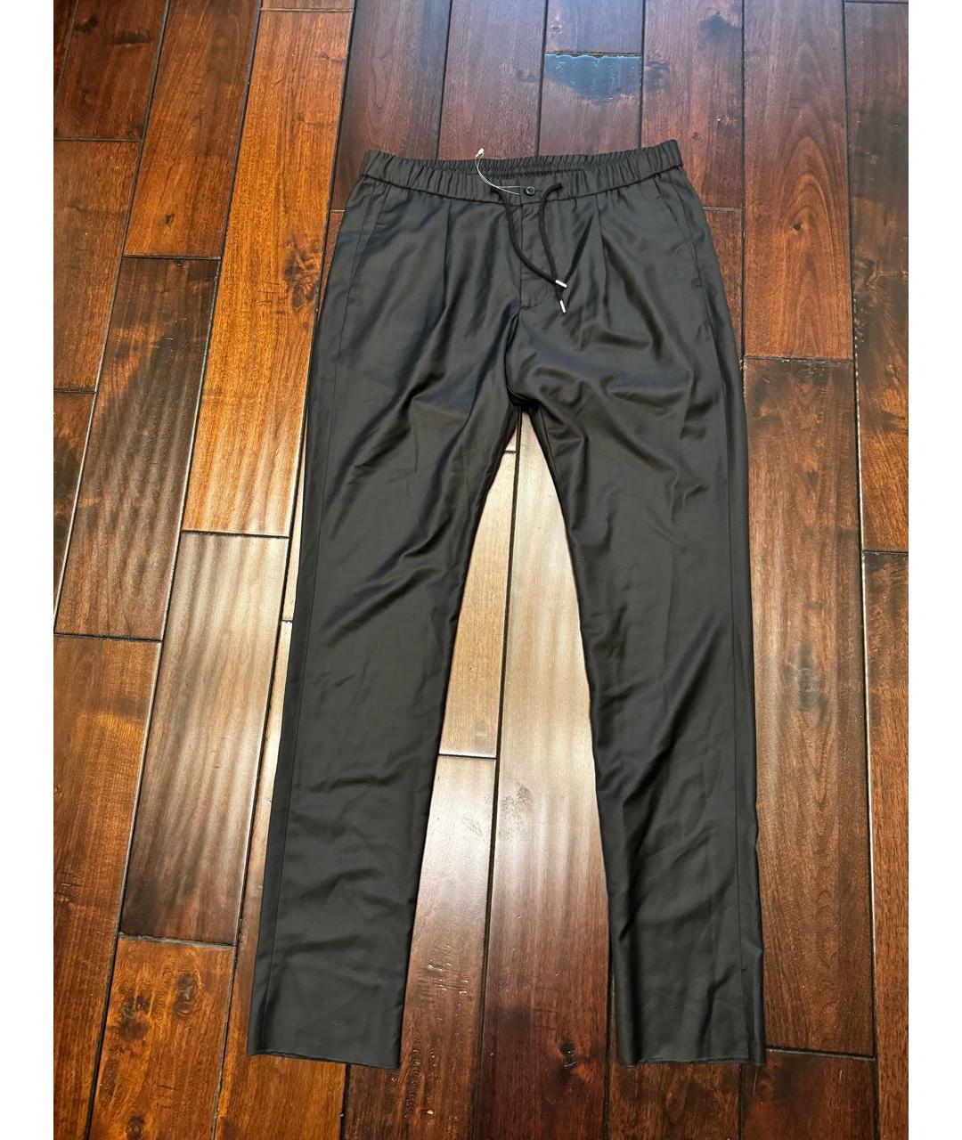 GIORGIO ARMANI Черные шерстяные повседневные брюки, фото 5