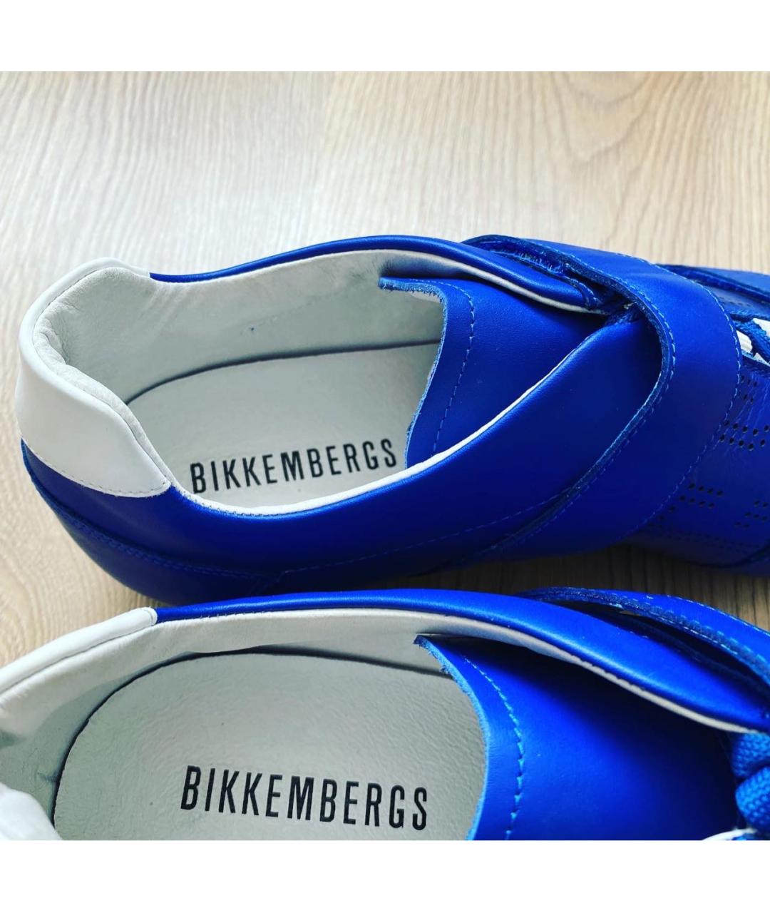 BIKKEMBERGS Синие кожаные низкие кроссовки / кеды, фото 3