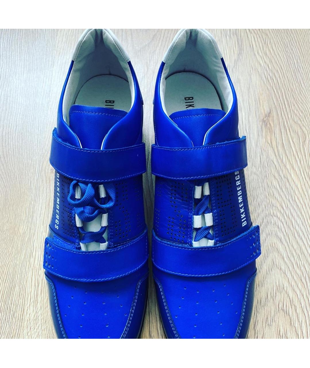 BIKKEMBERGS Синие кожаные низкие кроссовки / кеды, фото 2