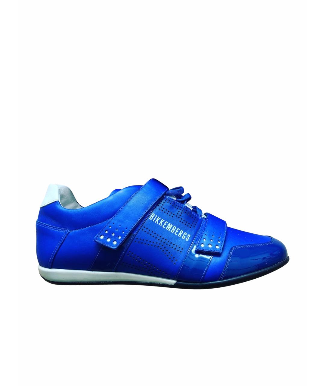 BIKKEMBERGS Синие кожаные низкие кроссовки / кеды, фото 1