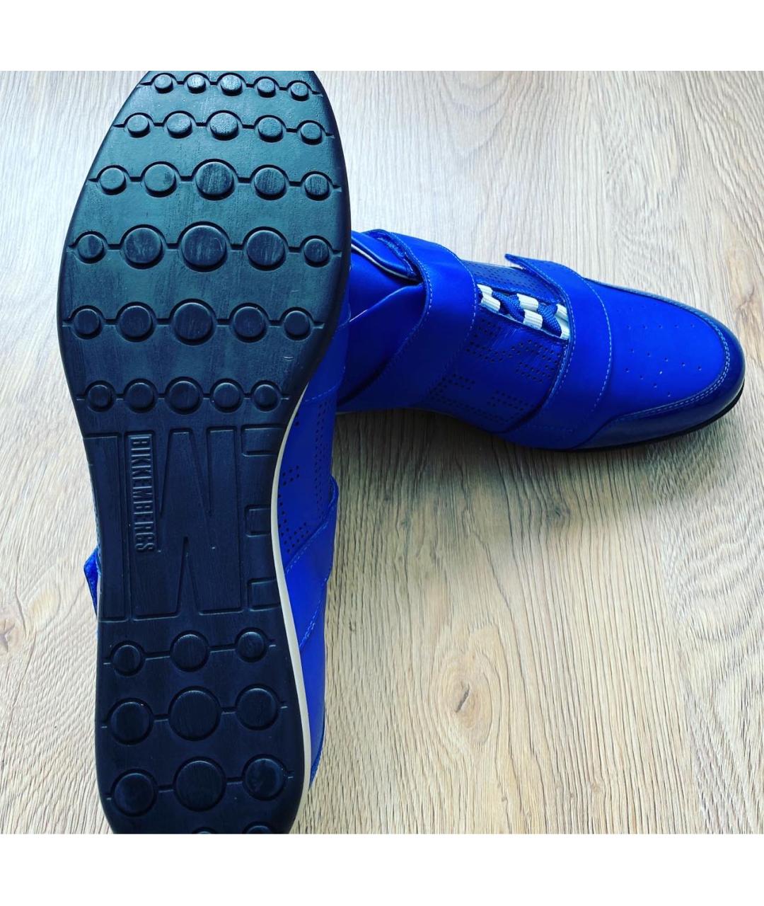 BIKKEMBERGS Синие кожаные низкие кроссовки / кеды, фото 4
