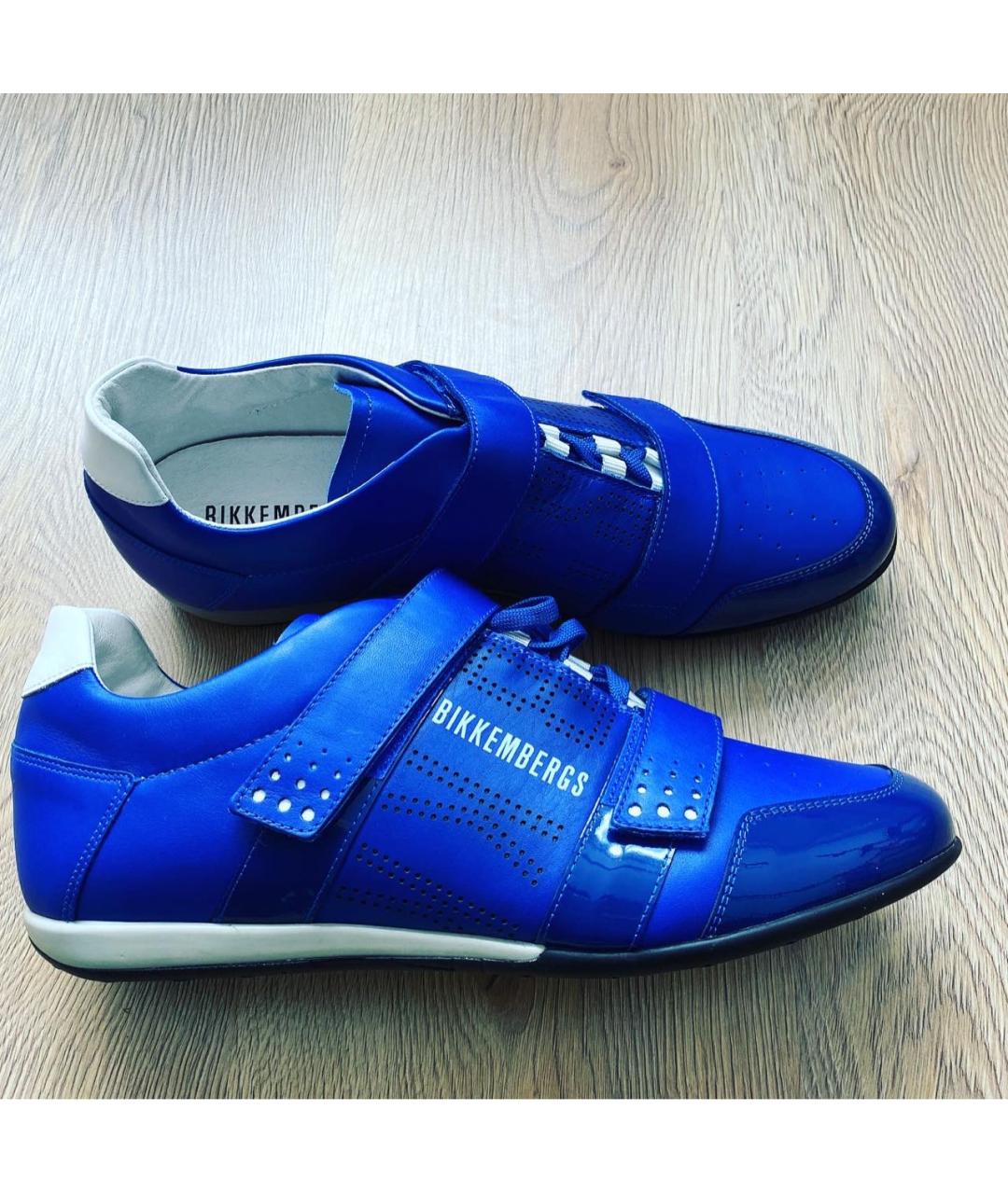 BIKKEMBERGS Синие кожаные низкие кроссовки / кеды, фото 5