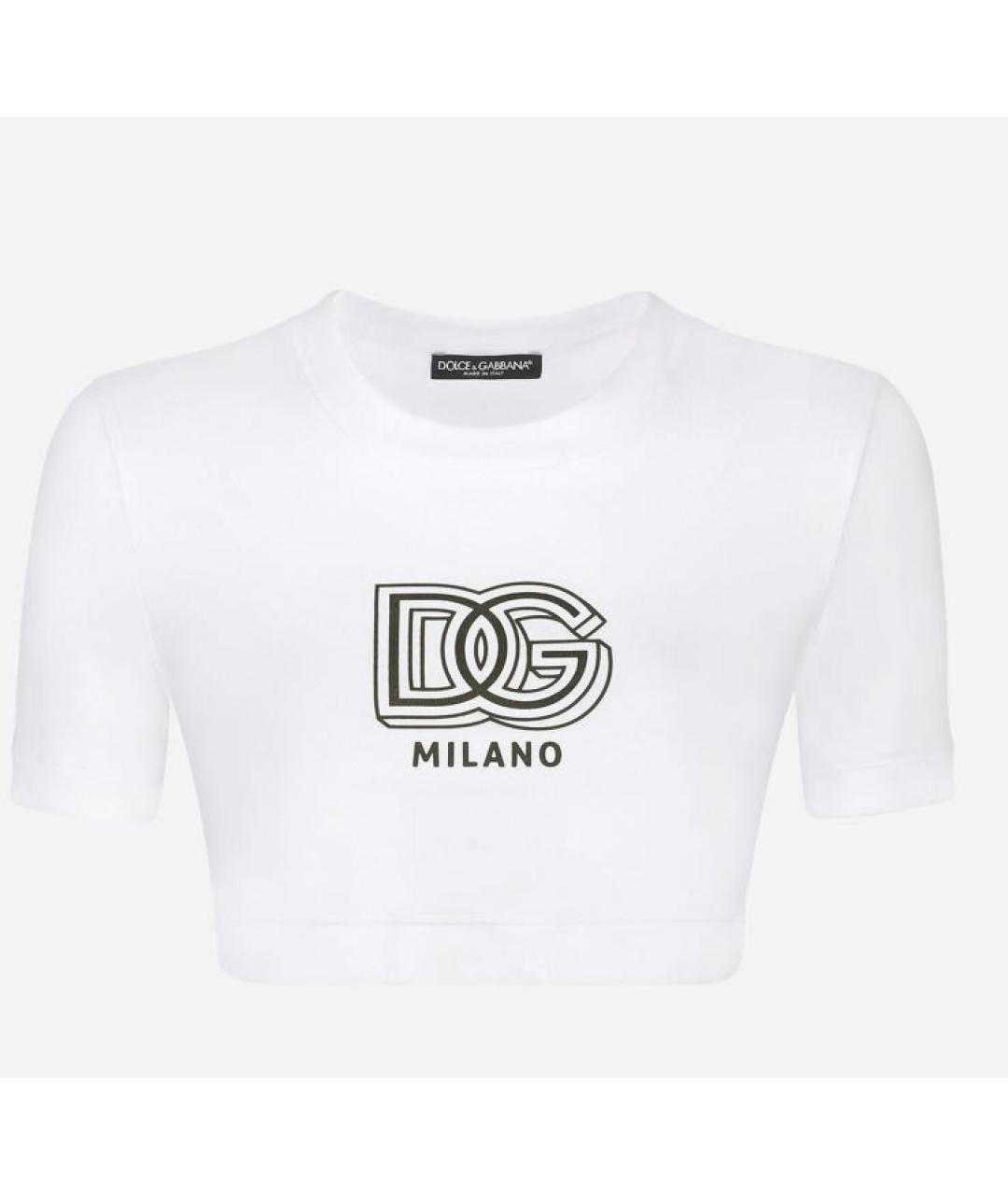 DOLCE&GABBANA Белая хлопко-эластановая футболка, фото 4