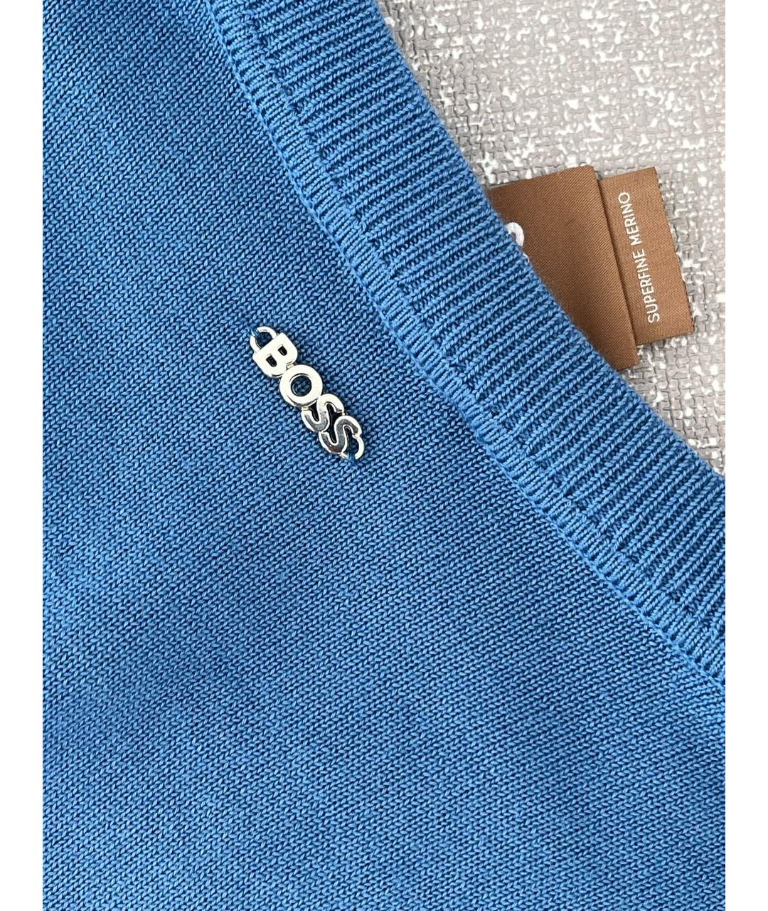 HUGO BOSS Голубой шерстяной джемпер / свитер, фото 5