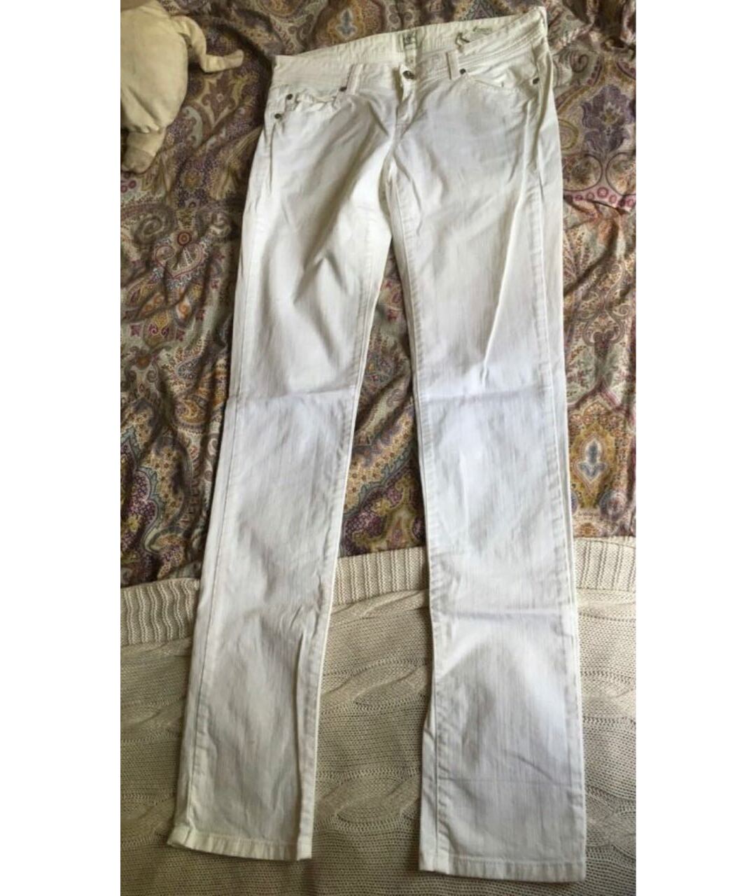 CERRUTI 1881 Белые хлопковые прямые джинсы, фото 6