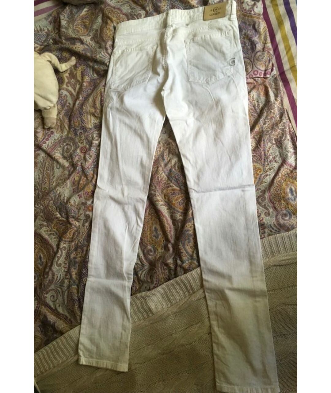 CERRUTI 1881 Белые хлопковые прямые джинсы, фото 2