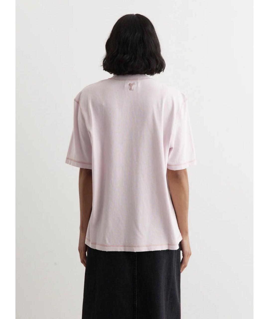AMI ALEXANDRE MATTIUSSI Розовая хлопковая футболка, фото 2