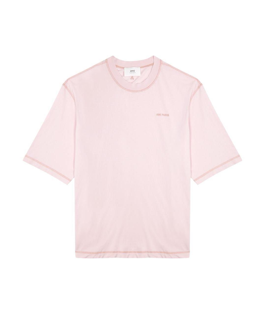 AMI ALEXANDRE MATTIUSSI Розовая хлопковая футболка, фото 1