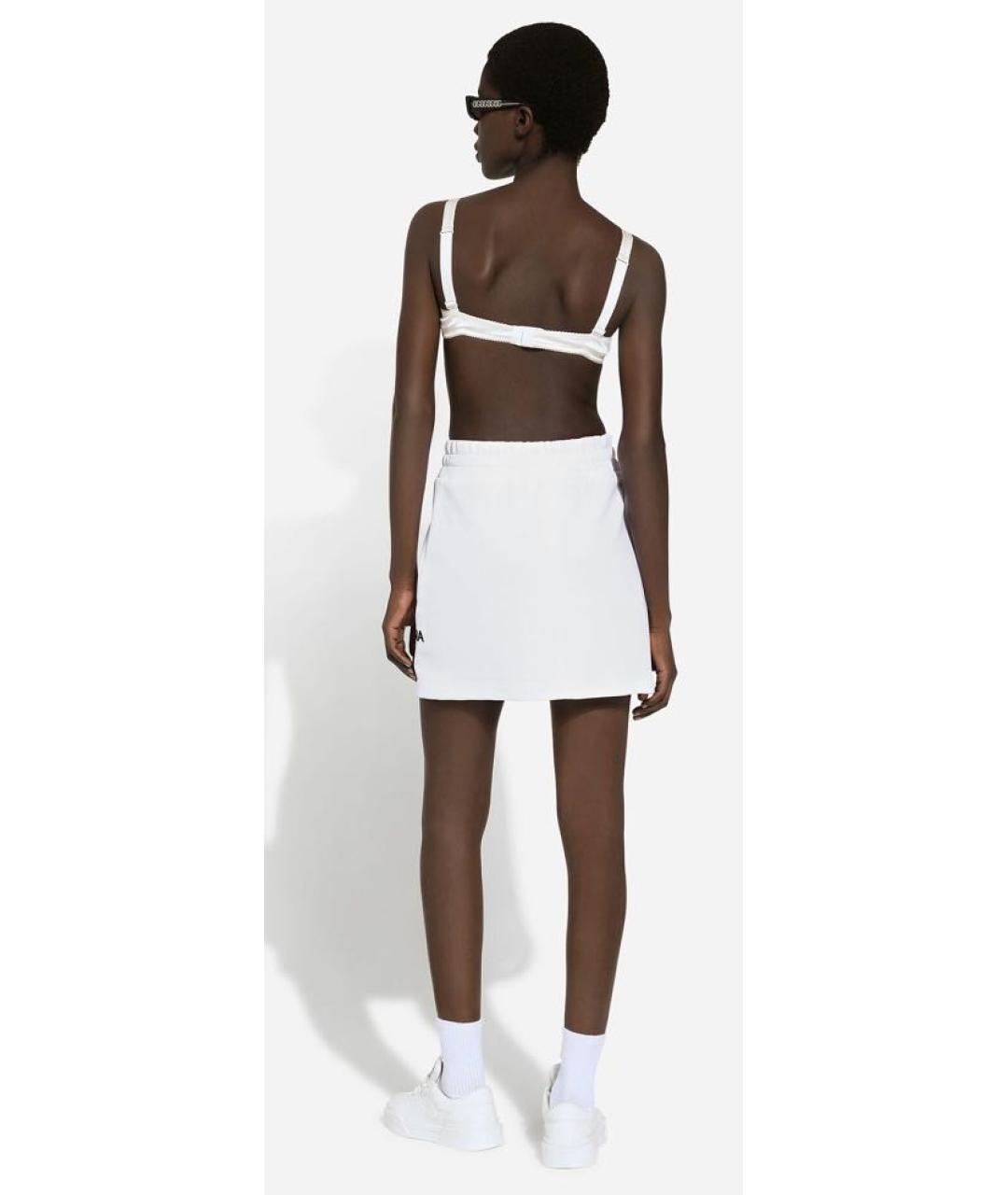 DOLCE&GABBANA Белая хлопковая юбка мини, фото 2