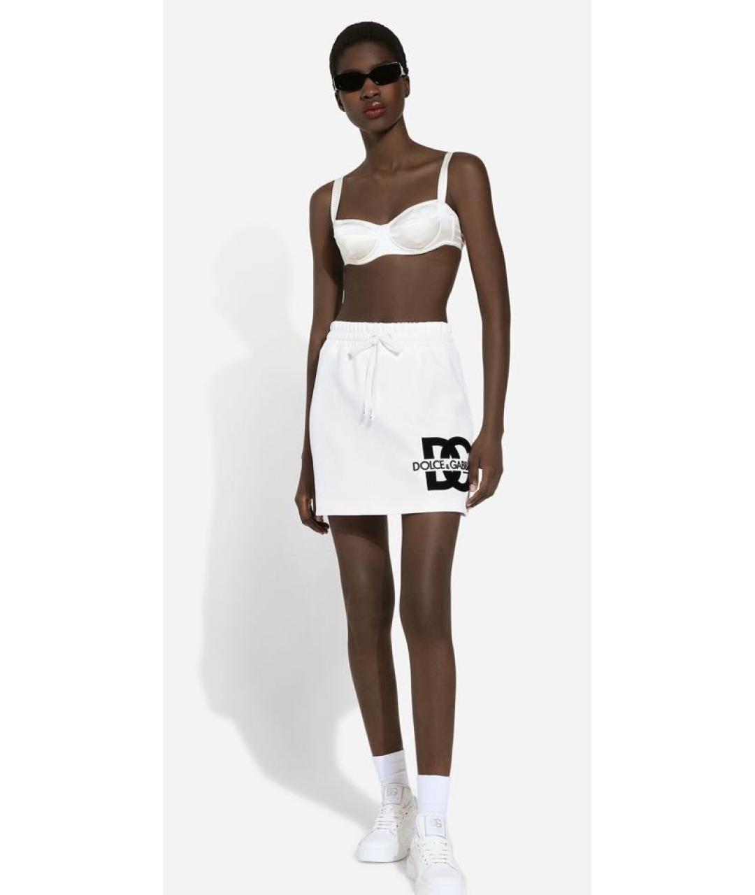 DOLCE&GABBANA Белая хлопковая юбка мини, фото 3