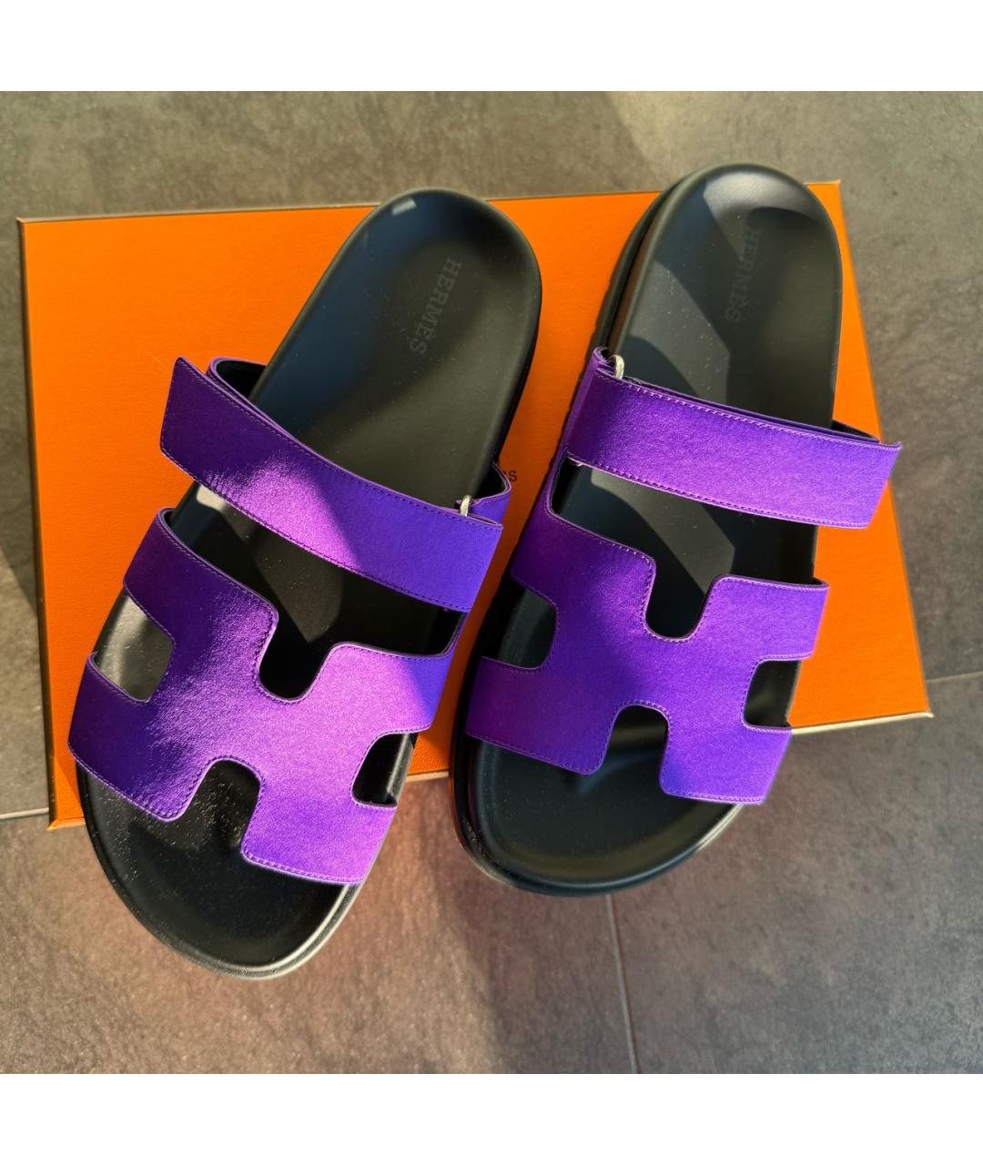 HERMES PRE-OWNED Фиолетовые кожаные сандалии, фото 2