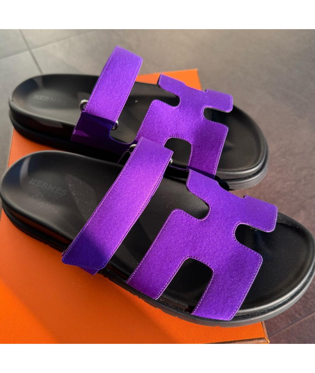 HERMES PRE-OWNED Фиолетовые кожаные сандалии, фото 5