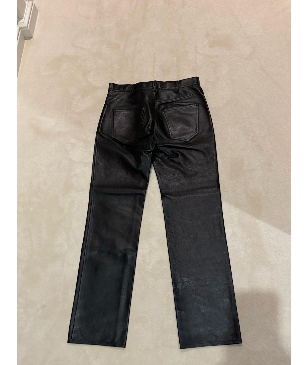 CELINE Черные кожаные прямые брюки, фото 2